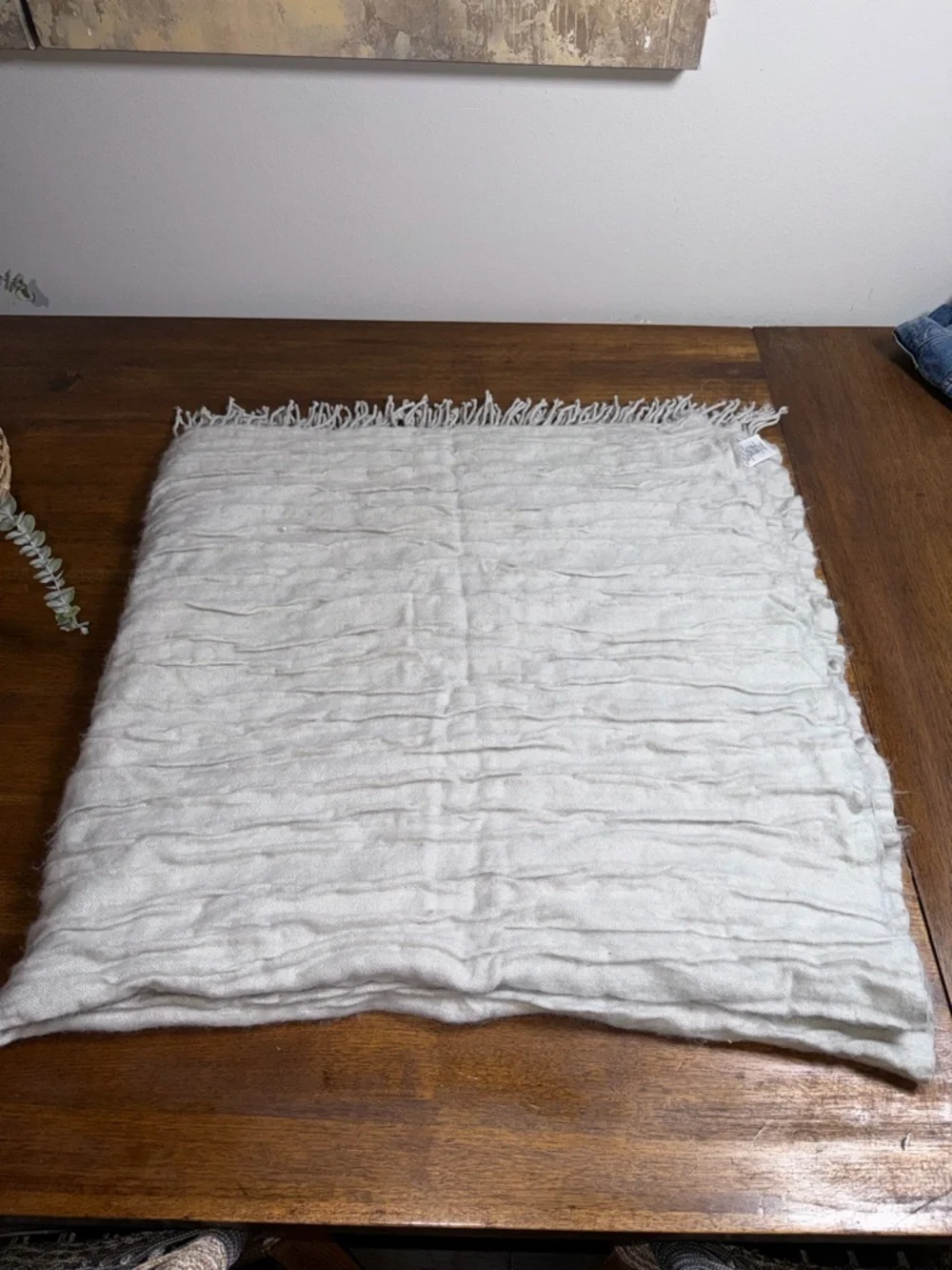 West‎ Elm Cream Knit Throw with Subtle Texture